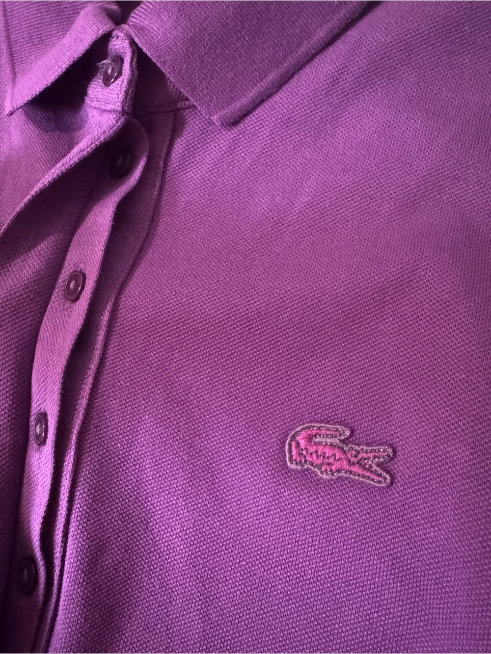 Lacoste Kids Purple Polo with Embroidered Croc